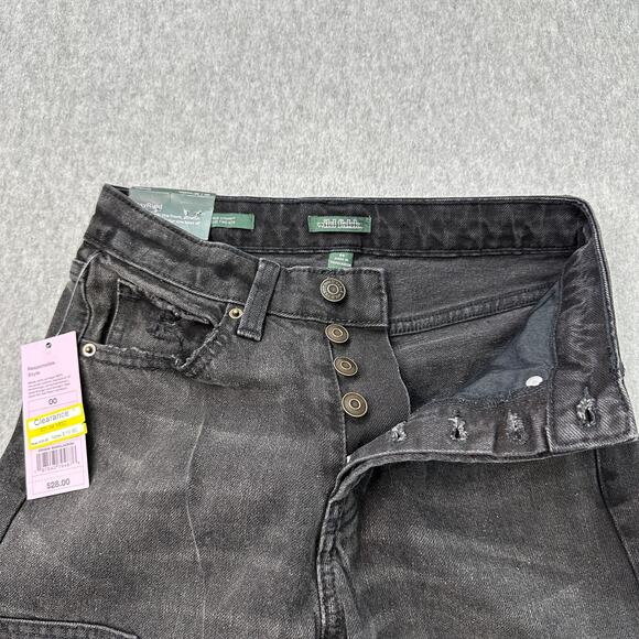 Wild Fable Jeans WMNS 00 Black Denim Easy Rigid High Rise Straight Button Fly - Picture 3 of 11